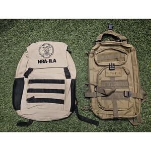 2 NRA ILA Tactical Style Backpacks Tan Sand Army